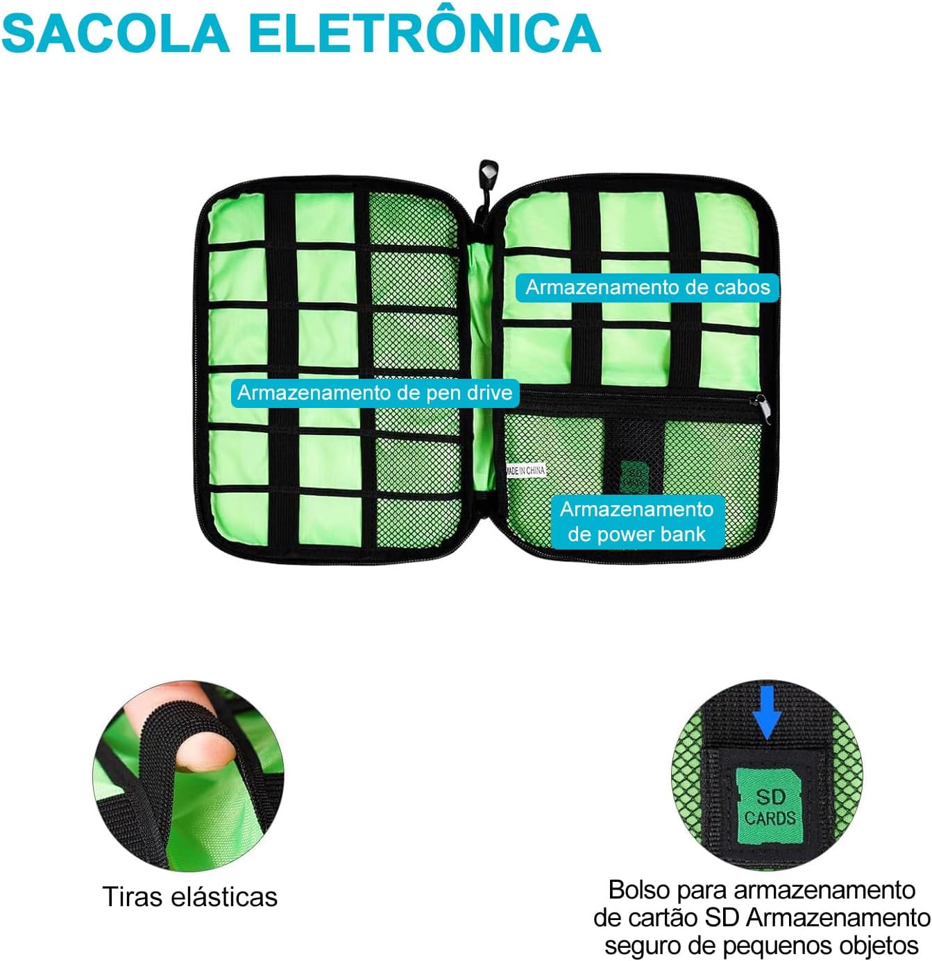 Kit Organizador de Malas para Viagem Necessaire com compressão 5 Peças Grande Cor Cinza - Imagem 5