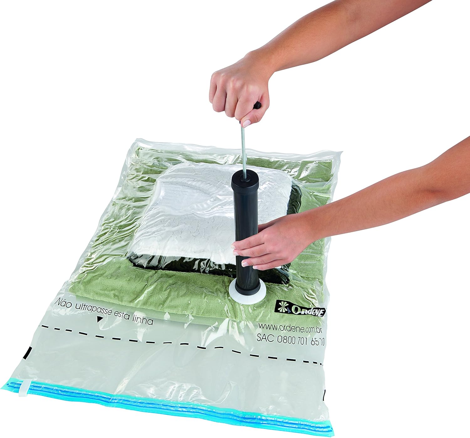 Ordene - Conjunto de Sacos à Vácuo para Armazenamento, Contém 4 Sacos Médios (45 cmx65 cm) + Bomba Plástica, Linha Vac Bag - Imagem 9