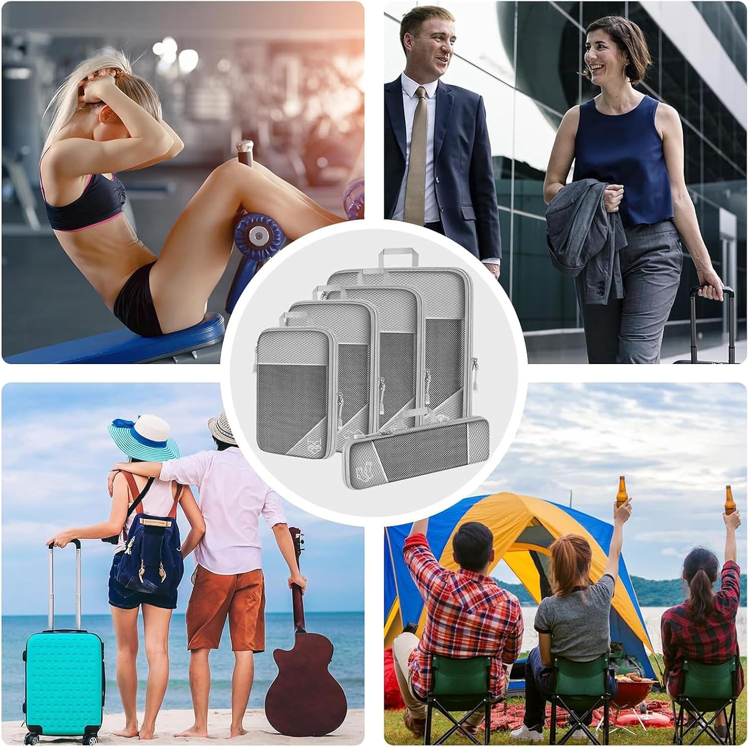 Kit Organizador de Malas para Viagem Necessaire com compressão 5 Peças Grande Cor Cinza - Imagem 7