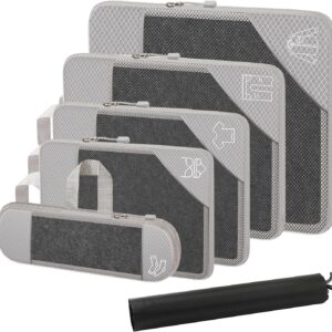 Kit 6 Organizador de Malas para Viagem, Organizador de Mala Comprimido Expansível, Organizadores de Mala em Malha, Viagens, Viagens de Negócios, Mudança de Casa (Cinza)