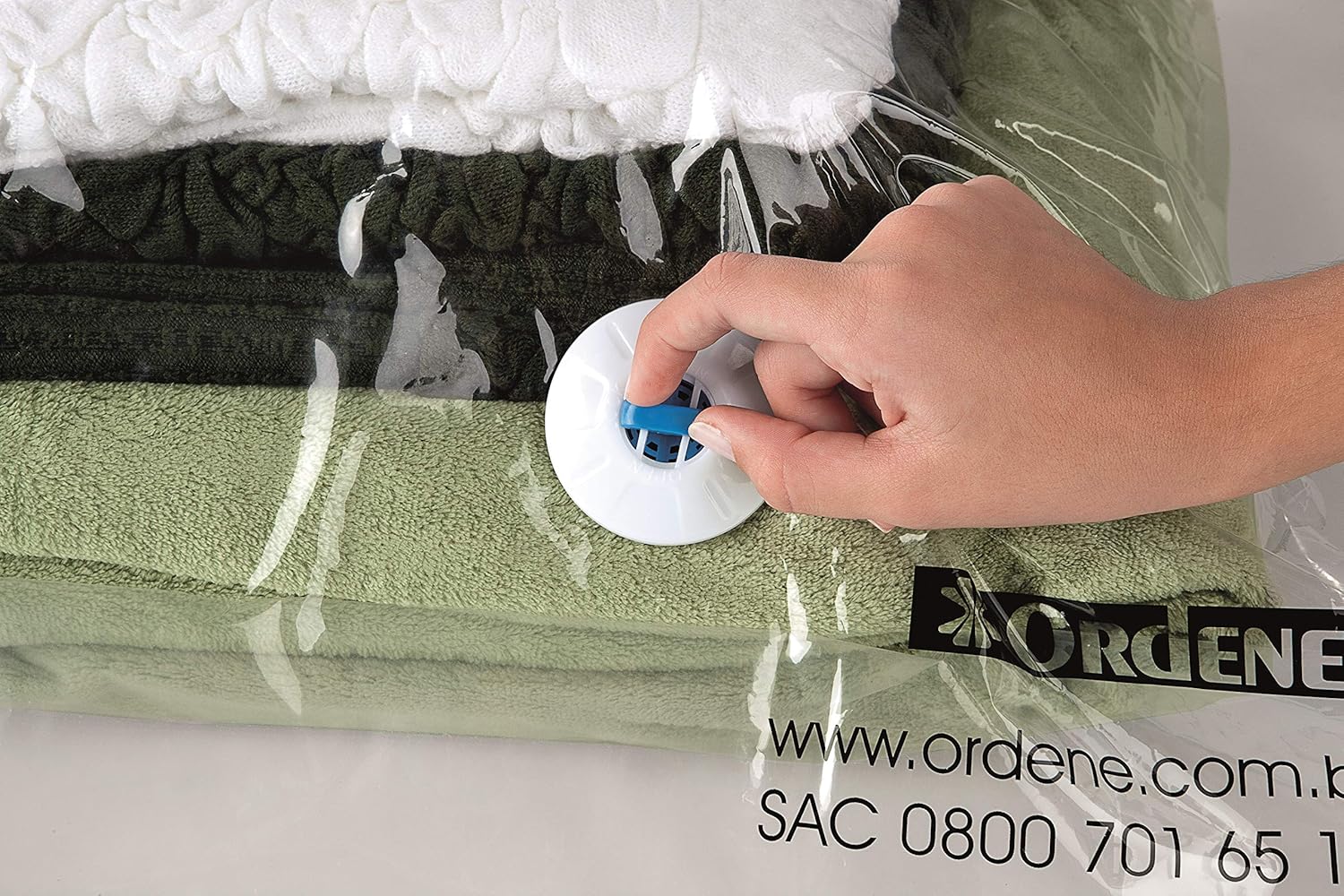 Ordene - Conjunto de Sacos à Vácuo para Armazenamento, Contém 4 Sacos Médios (45 cmx65 cm) + Bomba Plástica, Linha Vac Bag - Imagem 8