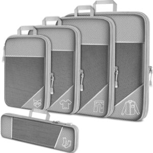 Kit Organizador de Malas para Viagem Necessaire com compressão 5 Peças Grande Cor Cinza
