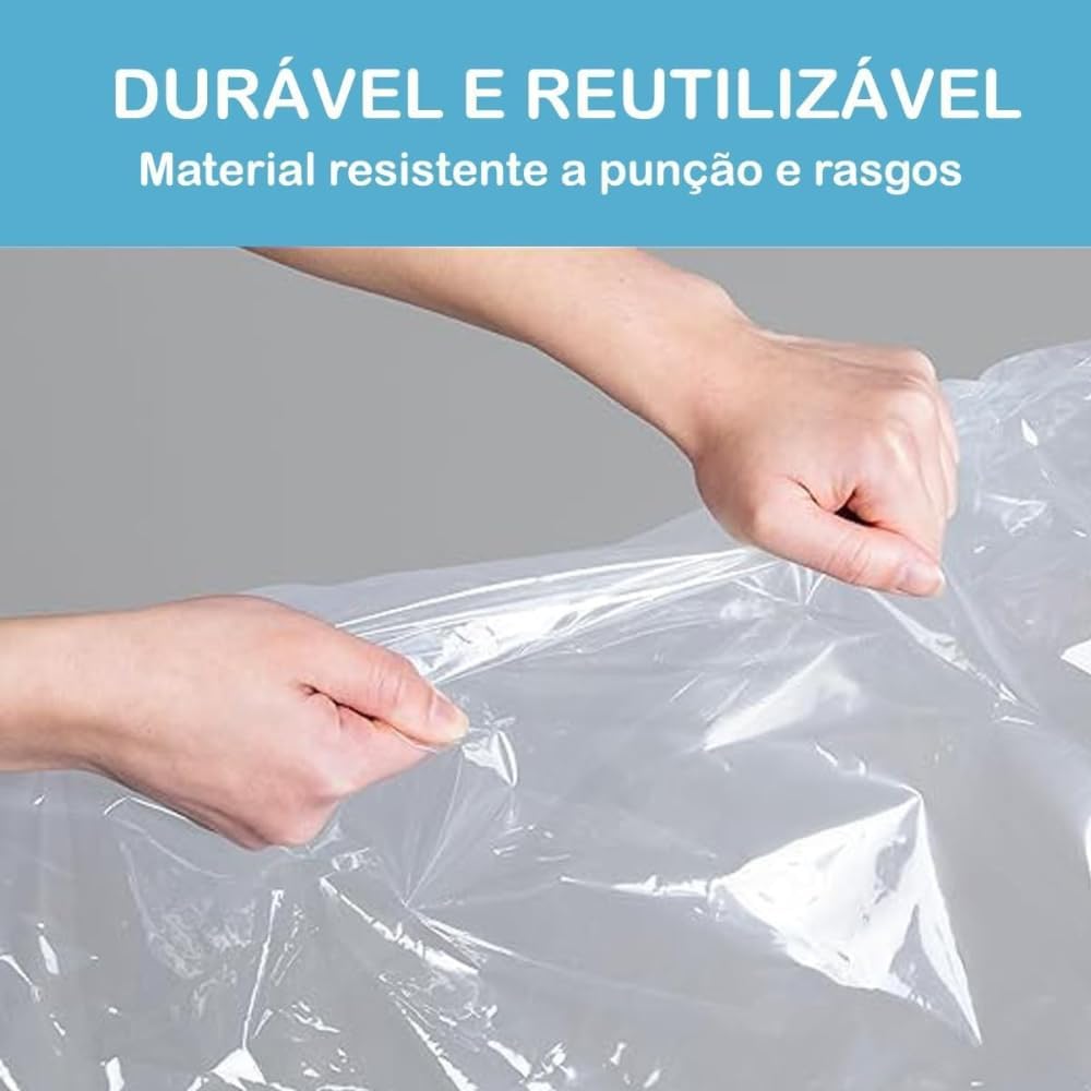Kit 10 Sacos a Vácuo para Roupas com Bomba Manual 50x60cm – Saco Organizador a Vácuo para Viagem, Mala e Armazenamento, Economiza Espaço - Imagem 6