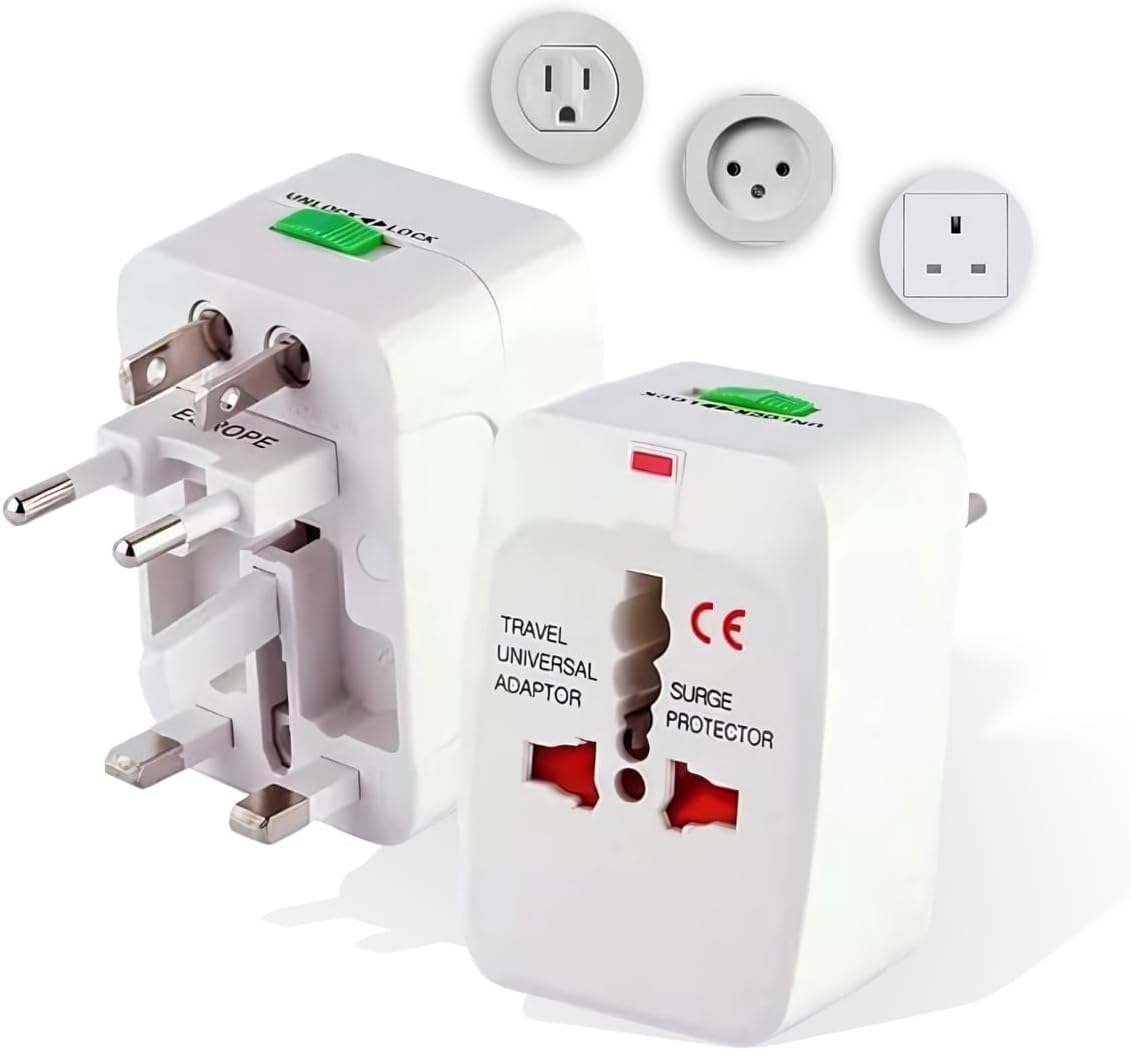 Kit 2 Adaptador Tomada Universal EUA Acessórios para Viagem Europa Americana para Brasileira Viagem Internacional Bivolt Compatível Com Estados Unidos Europa Inglaterra Padrão Internacional
