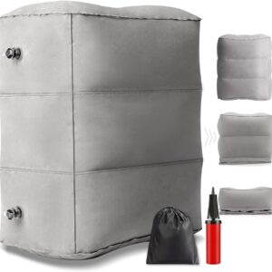 Apoio para Pés, Travesseiro InfláVel para Descanso de Pé de Viagem, Travesseiro InfláVel, Apoio de Pé com um Bomba, Travesseiro AjustáVel de 3 Camadas de Altura para Descanso de Pernas