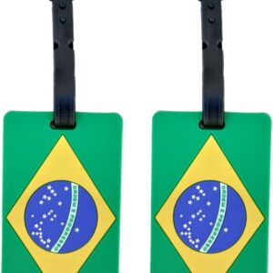 Kit 2 Identificador de Mala de Viagem Tag de Bagagem Férias Avião Etiqueta de Silicone Premium (BRASIL, TAG)