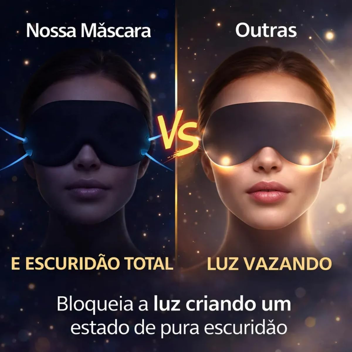 Máscara De Dormir 3D Premium 100% Blackout Tapa Olho Confortável Melhora A Qualidade Do Sono Ajuda A Reduzir Estresse E Ansiedade (Preto + Protetor Auricular) - Imagem 3