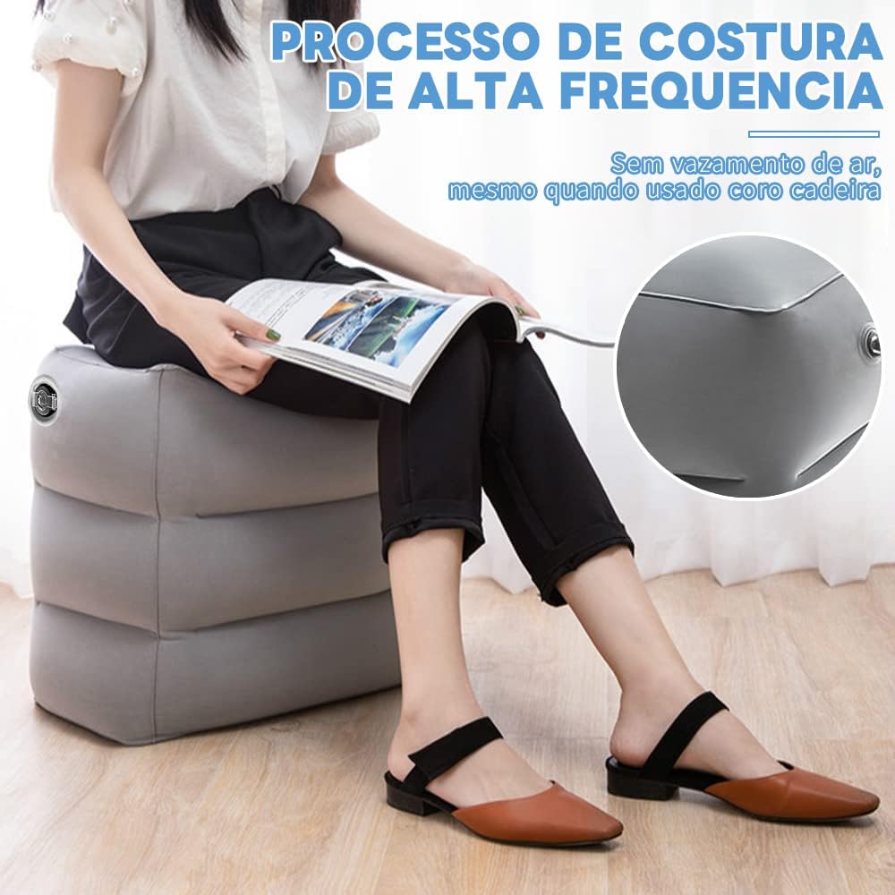 Apoio para Pés, Travesseiro InfláVel para Descanso de Pé de Viagem, Travesseiro InfláVel, Apoio de Pé com um Bomba, Travesseiro AjustáVel de 3 Camadas de Altura para Descanso de Pernas - Imagem 5