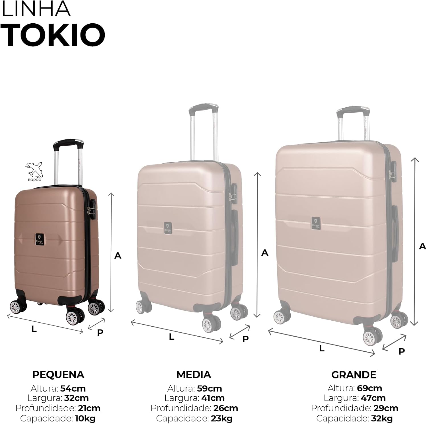 Mala de bordo 10kg Pequena Tokio Swiss Move Rose - Imagem 2