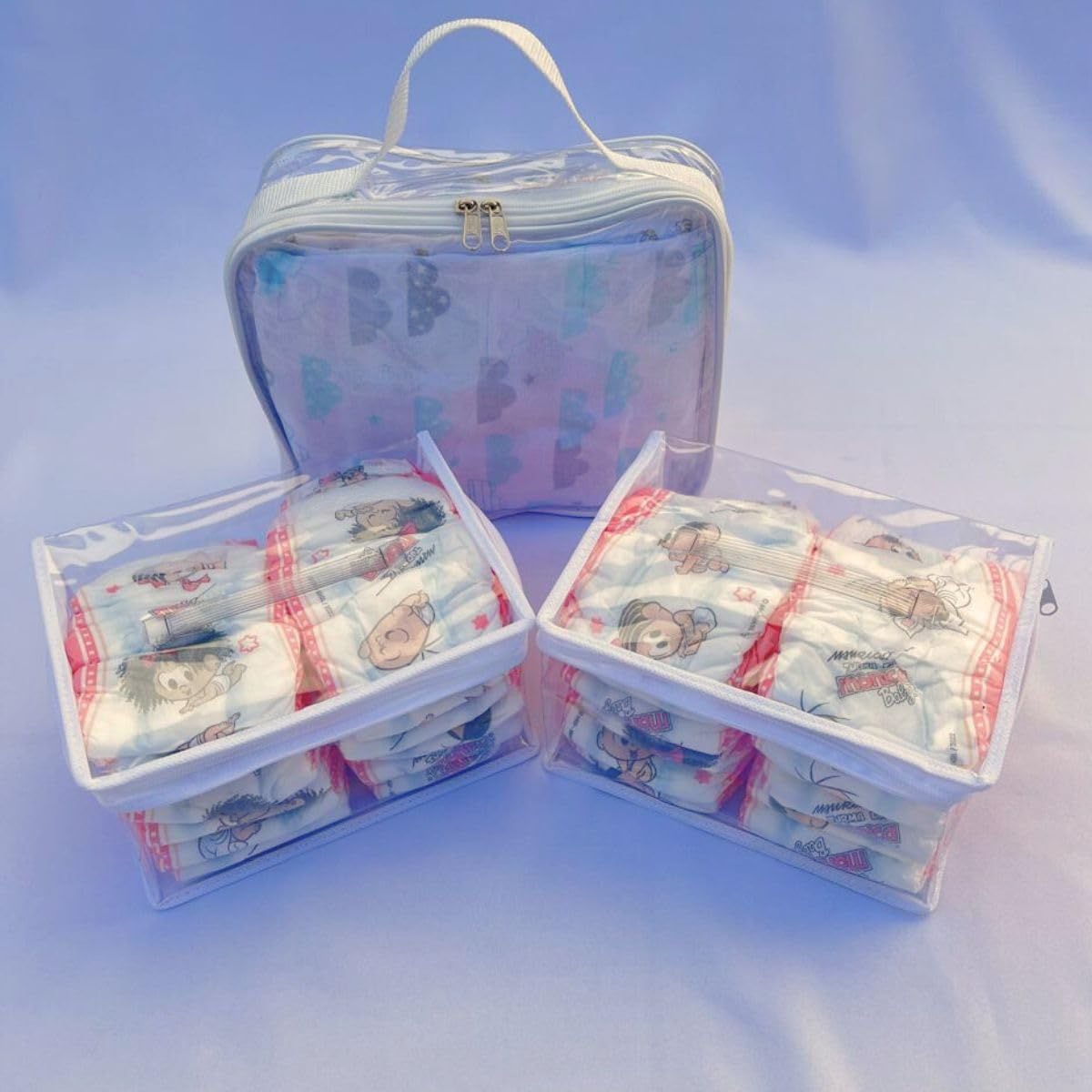 Kit 6 Saquinhos Bebe Organizador Mala Maternidade TAG + 3 Nécessaires Porta Fraldas Remédio Higiene. (Branco) - Imagem 3