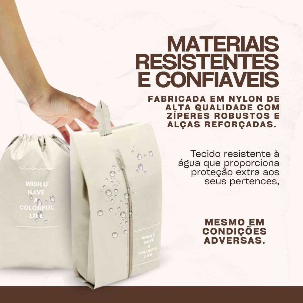 Kit Organizador de Malas para Viagem 7 Peças Bolsas Necessaire Sapatos Maquiagem Roupas Bagagem Organizada Conjunto Organizador Completo Premium (Cinza) - Imagem 5