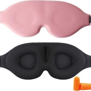 Máscara de dormir 3D, Máscara de olhos para dormir para homens e mulheres, máscara de dormir 3D de pressão ocular zero, protetor de olhos macio para viagens (Rosa)