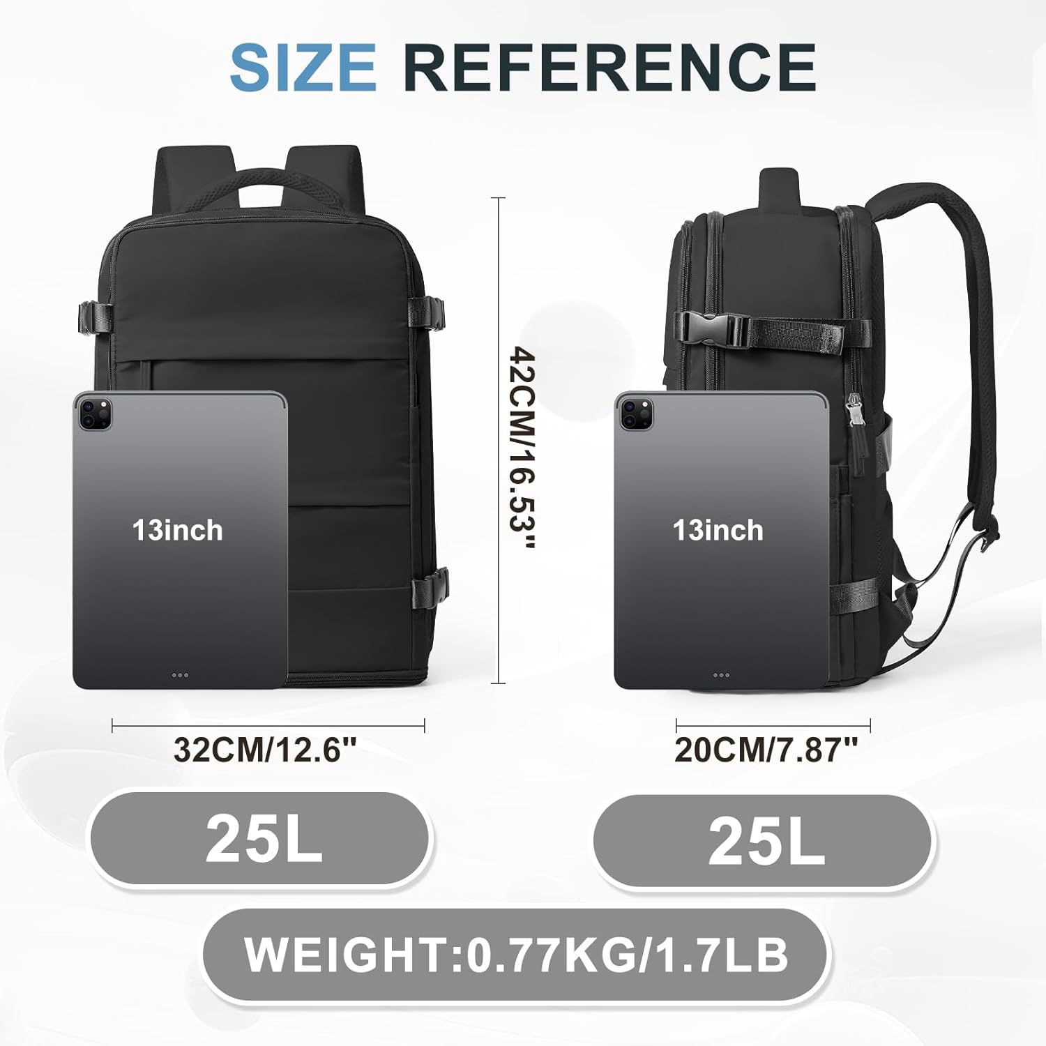 Mochila de viagem coowoz unissex, grande, mala de mão, mochila para trilha, Preto, Large - Imagem 4