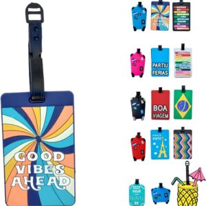 Identificador de Bagagem Tag de Mala Férias Avião Etiqueta de Silicone Premium (GOOD VIBES, TAG)
