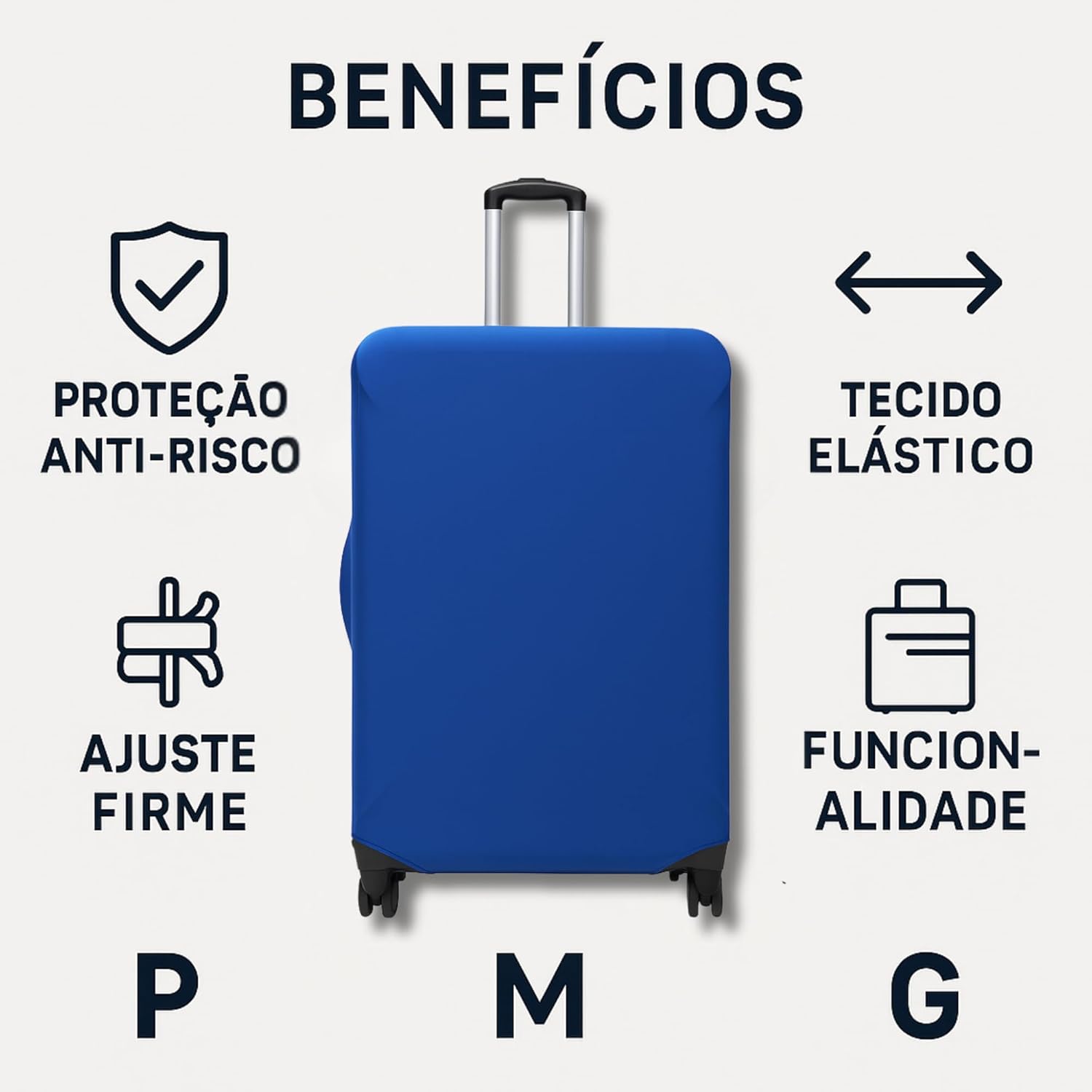Capa Protetora para Mala de Viagem, Resistente Anti-Risco (Azul, médio) - Imagem 3
