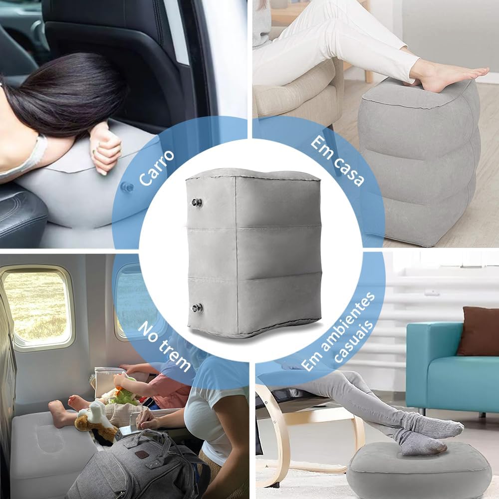 Apoio para Pés, Travesseiro InfláVel para Descanso de Pé de Viagem, Travesseiro InfláVel, Apoio de Pé com um Bomba, Travesseiro AjustáVel de 3 Camadas de Altura para Descanso de Pernas - Imagem 2