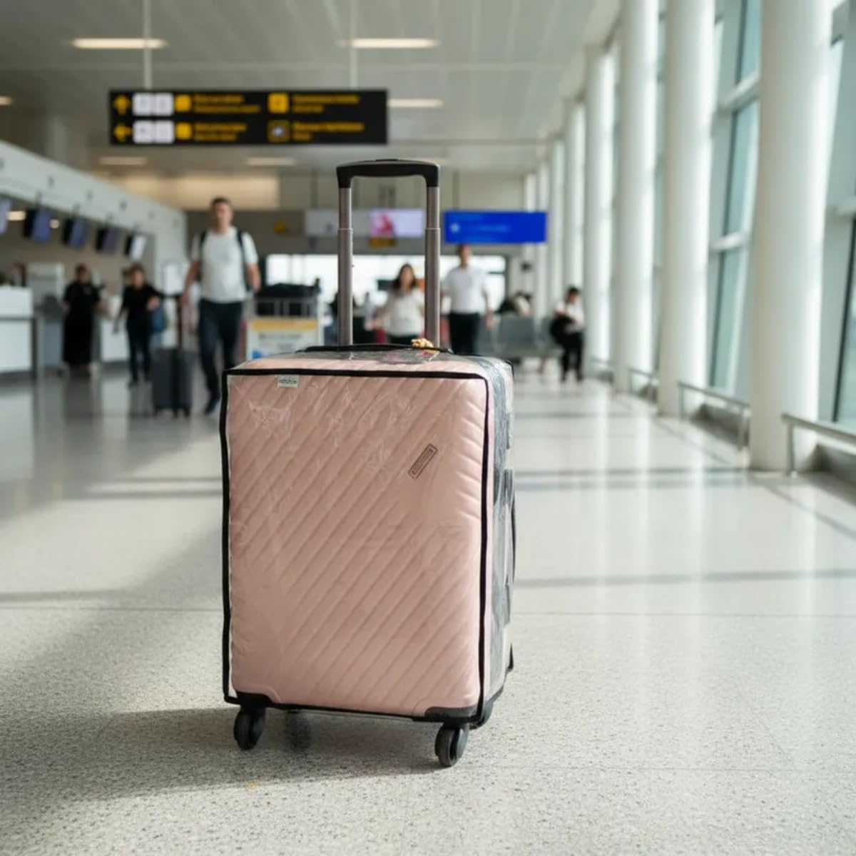 Capa Para Mala de Viagem Protege Contra Arranhões e Impacto Plástico Cristal Transparente Grosso P M G Fechamento com Velcro (Preta, P) - Imagem 8