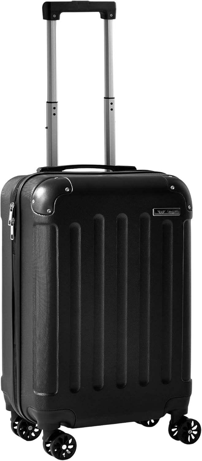 Mala de Bordo ABS Falcon Line SF24 (Preta) | Bagagem de Mão Dimensões Padrão ANAC até 10kg, 4 Rodinhas 360°, Cadeado com Senha | Mala de viagem 10 kg, Divisória Interna com Zíper e Elástico de Fixação