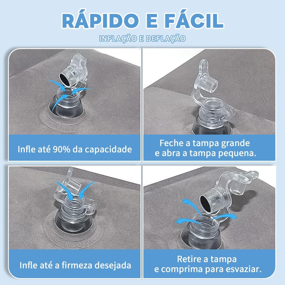 Apoio para Pés, Travesseiro InfláVel para Descanso de Pé de Viagem, Travesseiro InfláVel, Apoio de Pé com um Bomba, Travesseiro AjustáVel de 3 Camadas de Altura para Descanso de Pernas - Imagem 4
