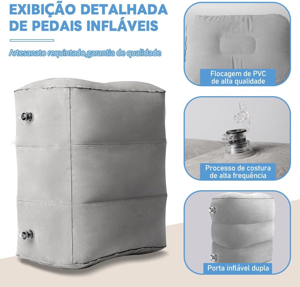 Apoio para Pés, Travesseiro InfláVel para Descanso de Pé de Viagem, Travesseiro InfláVel, Apoio de Pé com um Bomba, Travesseiro AjustáVel de 3 Camadas de Altura para Descanso de Pernas - Imagem 6
