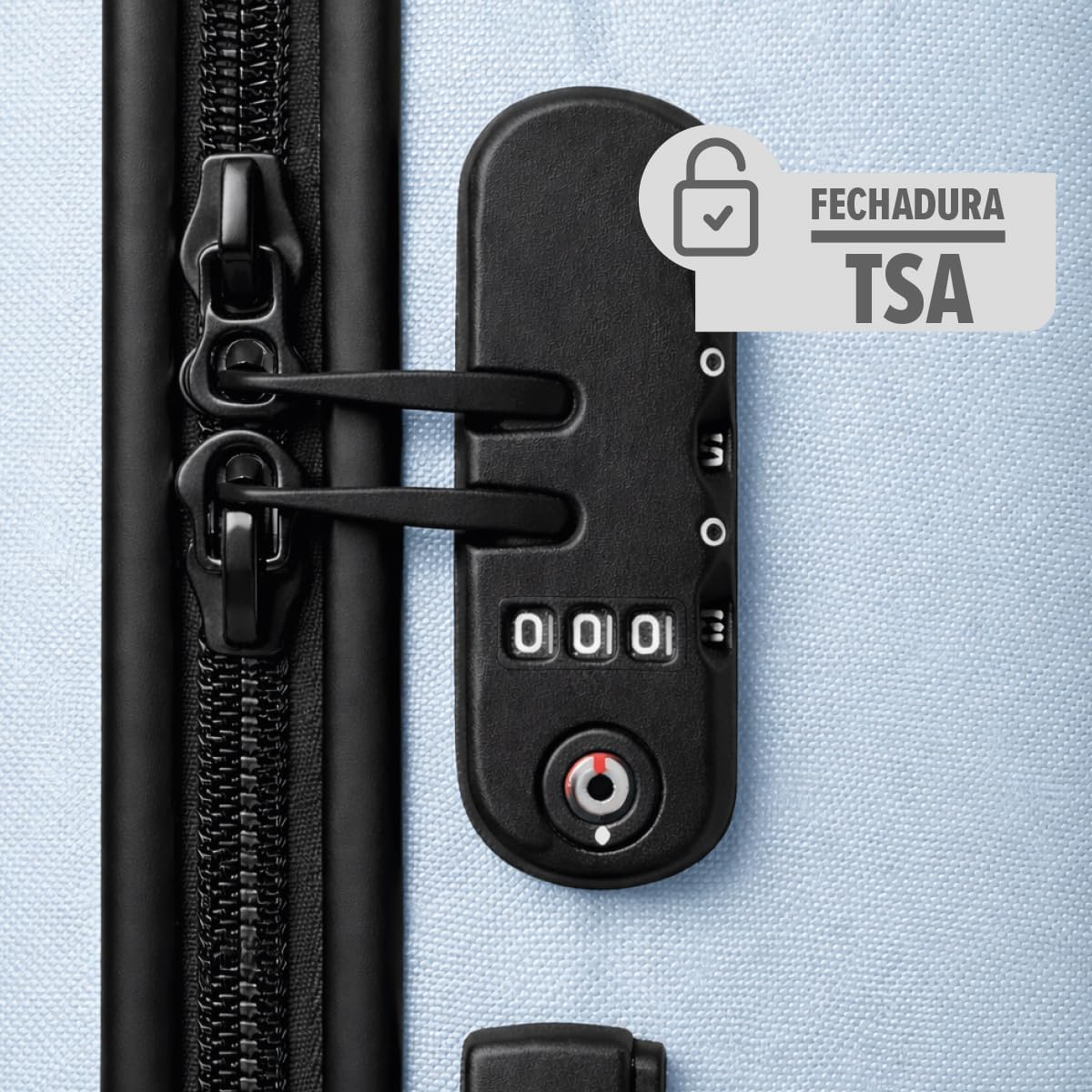 Kit Mala de Bordo Silent Ipanema + Frasqueira - Padrão ANAC | Rígida em ABS | 4 Rodas Duplas 360° | Cadeado Numérico Integrado | Leve e Resistente (Azul Candy) - Imagem 5