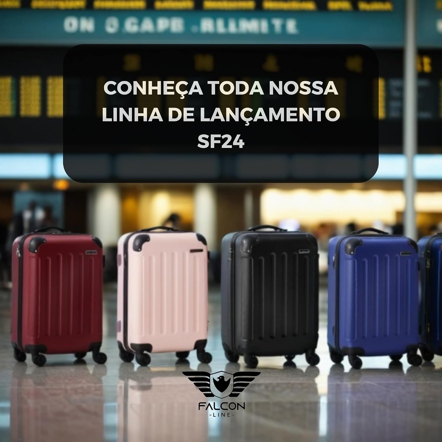 Mala de Bordo ABS Falcon Line SF24 (Preta) | Bagagem de Mão Dimensões Padrão ANAC até 10kg, 4 Rodinhas 360°, Cadeado com Senha | Mala de viagem 10 kg, Divisória Interna com Zíper e Elástico de Fixação - Imagem 8