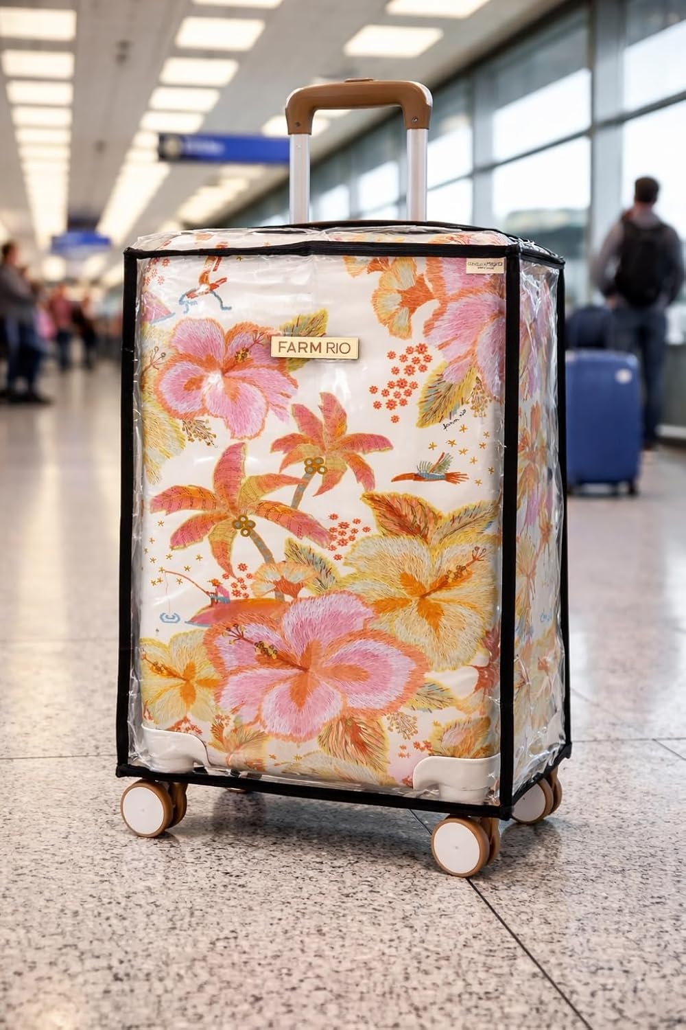 Capa Para Mala de Viagem Protege Contra Arranhões e Impacto Plástico Cristal Transparente Grosso P M G Fechamento com Velcro (Preta, P) - Imagem 4