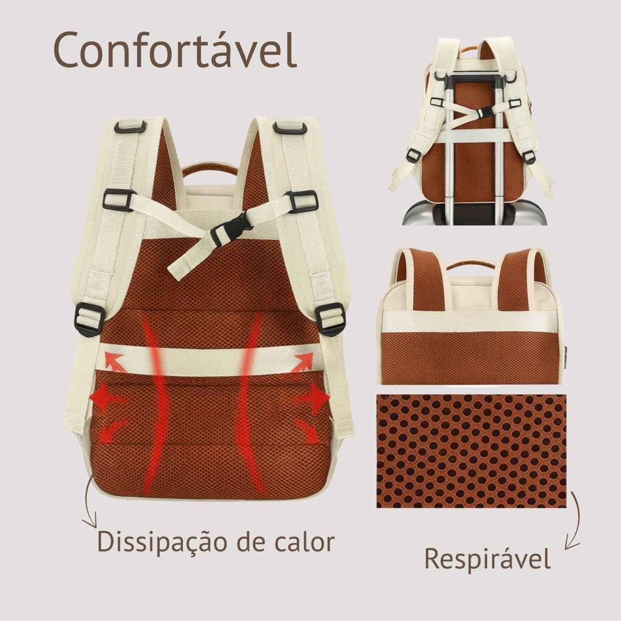 Mochila de Viagem Masculina Feminina Reforçada Executiva Grande Mochila para Notebook Trabalho, Viagem, Faculdade e Escola - Antifurto, Saídas USB e Fone, Alça de Aço, Impermeável + Capa para Tênis - Imagem 6
