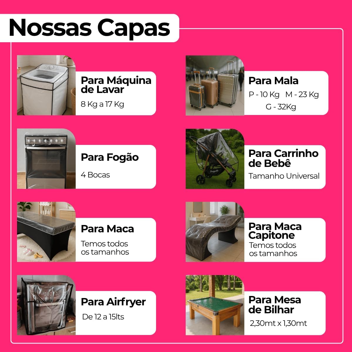 Capa Para Mala de Viagem Protege Contra Arranhões e Impacto Plástico Cristal Transparente Grosso P M G Fechamento com Velcro (Preta, P) - Imagem 7