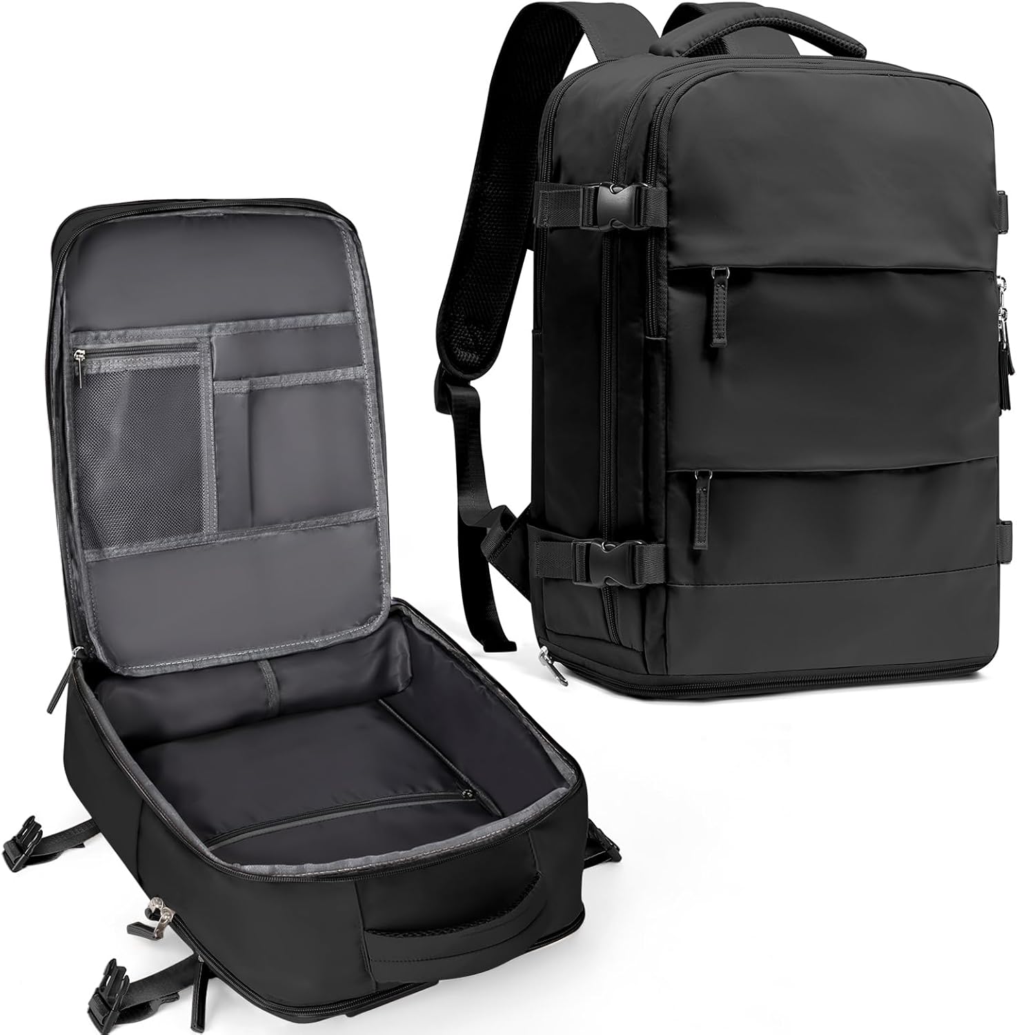 Mochila de viagem coowoz unissex, grande, mala de mão, mochila para trilha, Preto, Large