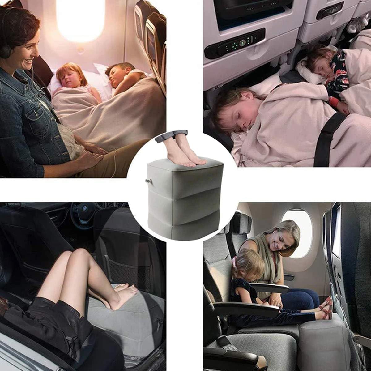 Apoio Suporte Descanso Confortável Para Pés Inflável Viagem Escritório Carro Casa Avião Ajustável 3 Posições - Imagem 3