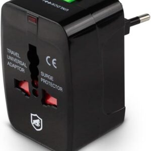 Gshield Adaptador Universal de Tomada para Viagem Bivolt Padrão Internacional 3 Pinos, Tank Preto