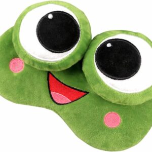 Máscara de Dormir Blackout 3D Sapo, Verde, Pressão Ocular Zero, Macia, para Viagens