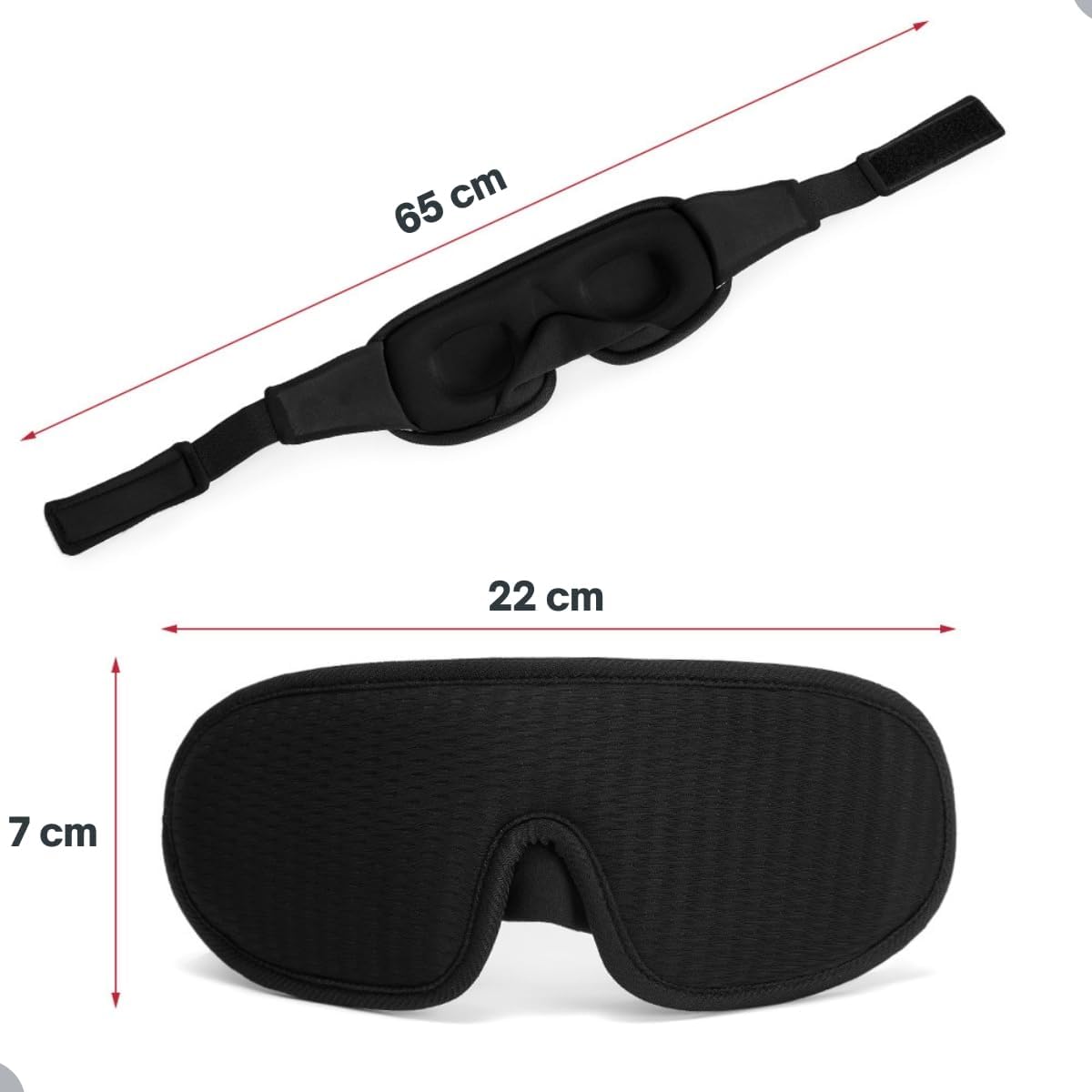 Máscara para Dormir 3D Premium, Tapa Olhos Ajustável, Design Anatômico, Disponível em Rosa e Azul (Azul) - Imagem 9