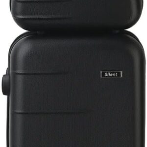 Kit Mala de Bordo Silent Ipanema + Frasqueira - Padrão ANAC | Rígida em ABS | 4 Rodas Duplas 360° | Cadeado Numérico Integrado | Leve e Resistente (Preto)
