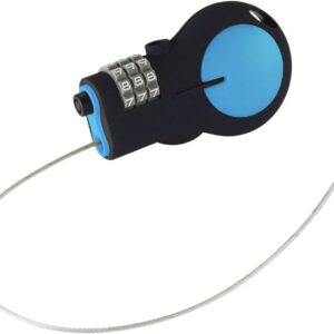 Lewis N. Clark Trava de cabo com cabo de aço retrátil de 76 cm, Azul, One Size, Cadeado aprovado pela Tsa e cadeado de bicicleta para bagagem + viagem, defina seu combo com cabo de aço retrátil de 76