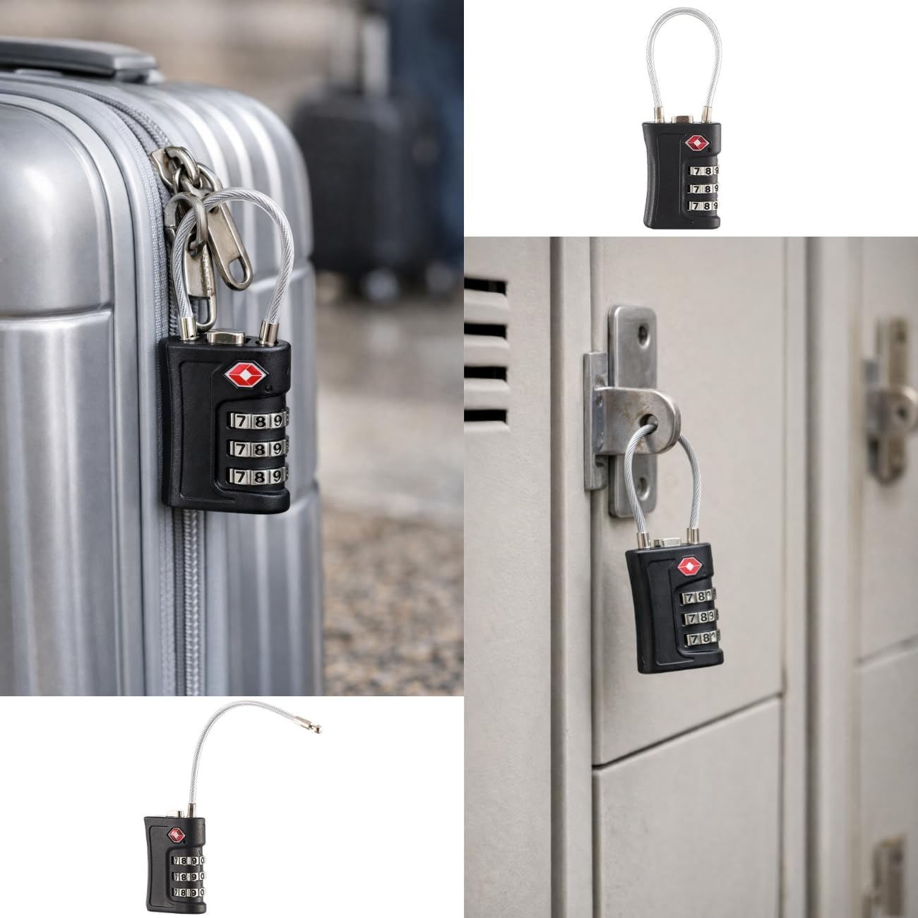 2 Unid Cadeado para bagagem segurança tsa com Cabo de Aço e Senha p/mochila Mala - Imagem 4