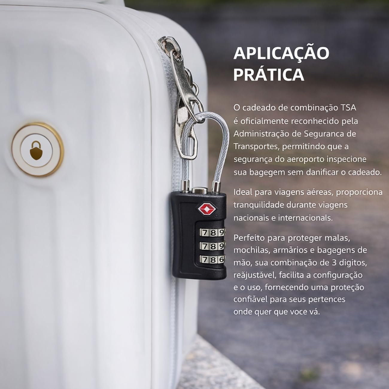 2 Unid Cadeado para bagagem segurança tsa com Cabo de Aço e Senha p/mochila Mala - Imagem 5