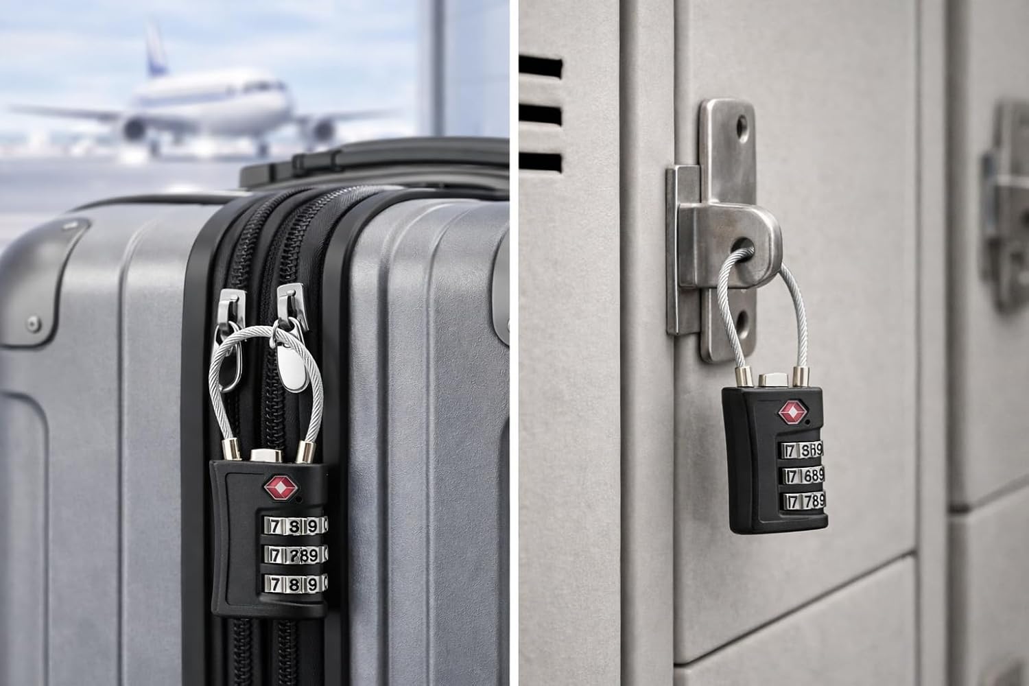 2 Unid Cadeado para bagagem segurança tsa com Cabo de Aço e Senha p/mochila Mala - Imagem 8