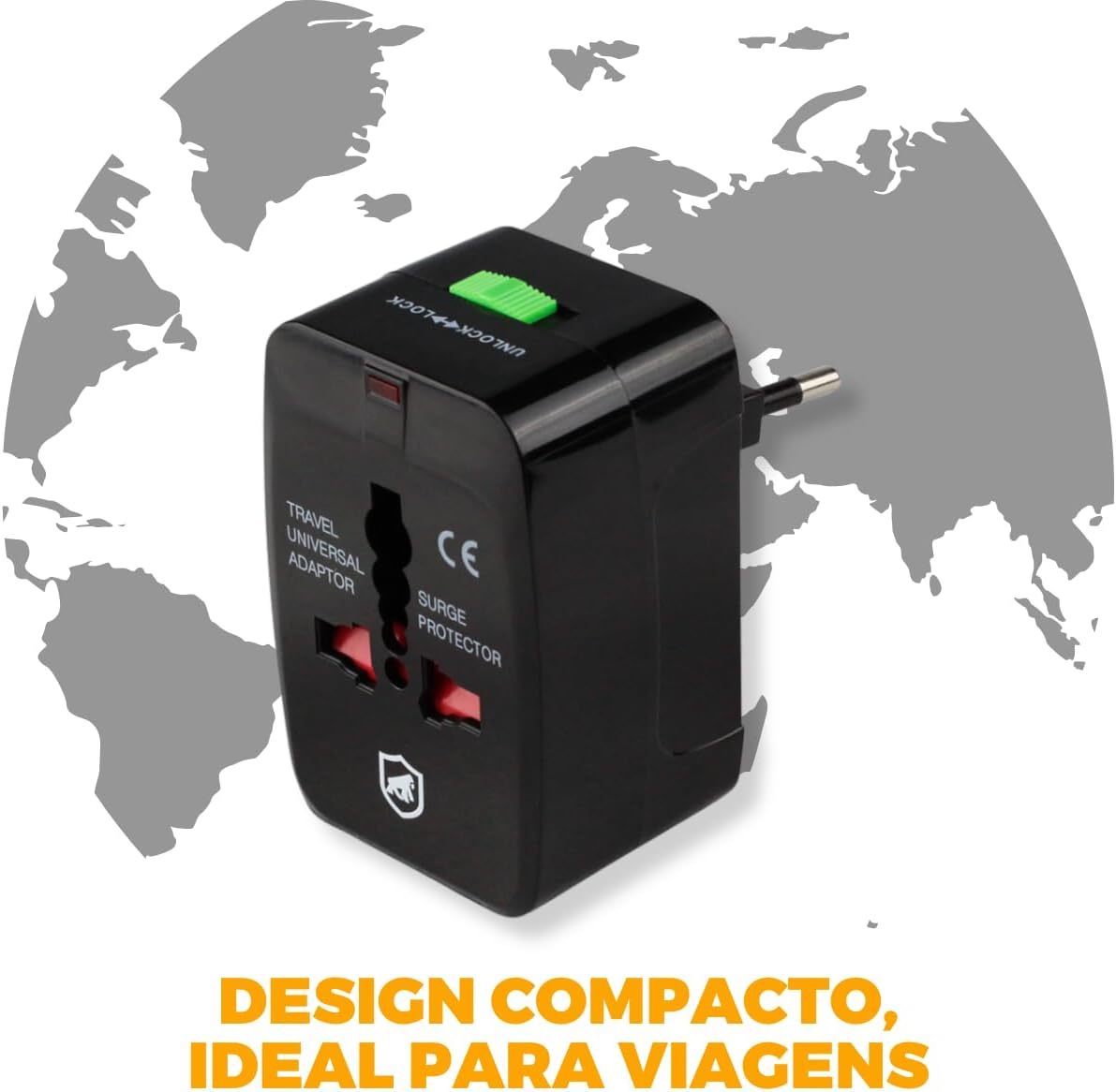 Gshield Adaptador Universal de Tomada para Viagem Bivolt Padrão Internacional 3 Pinos, Tank Preto - Imagem 7
