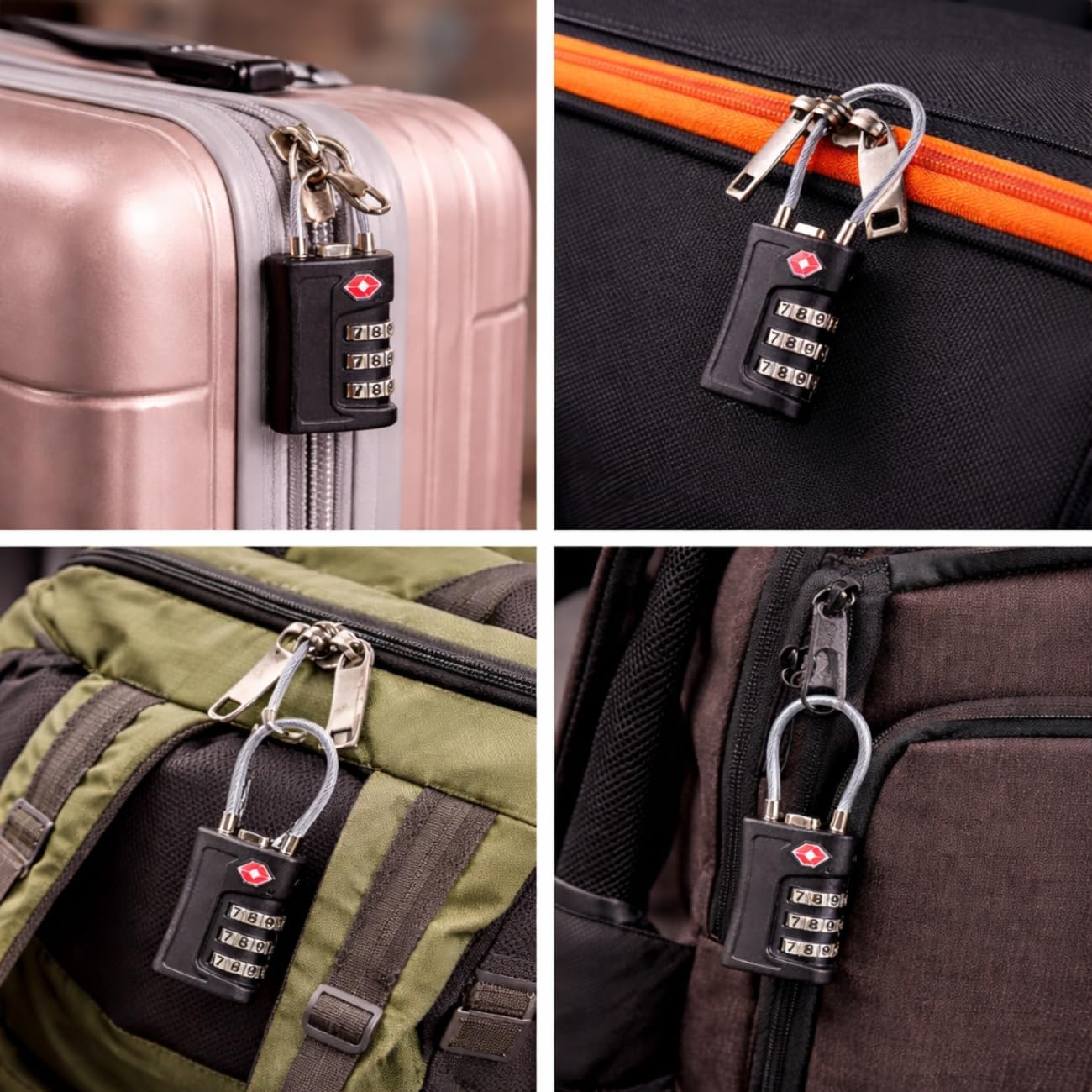 2 Unid Cadeado para bagagem segurança tsa com Cabo de Aço e Senha p/mochila Mala - Imagem 7