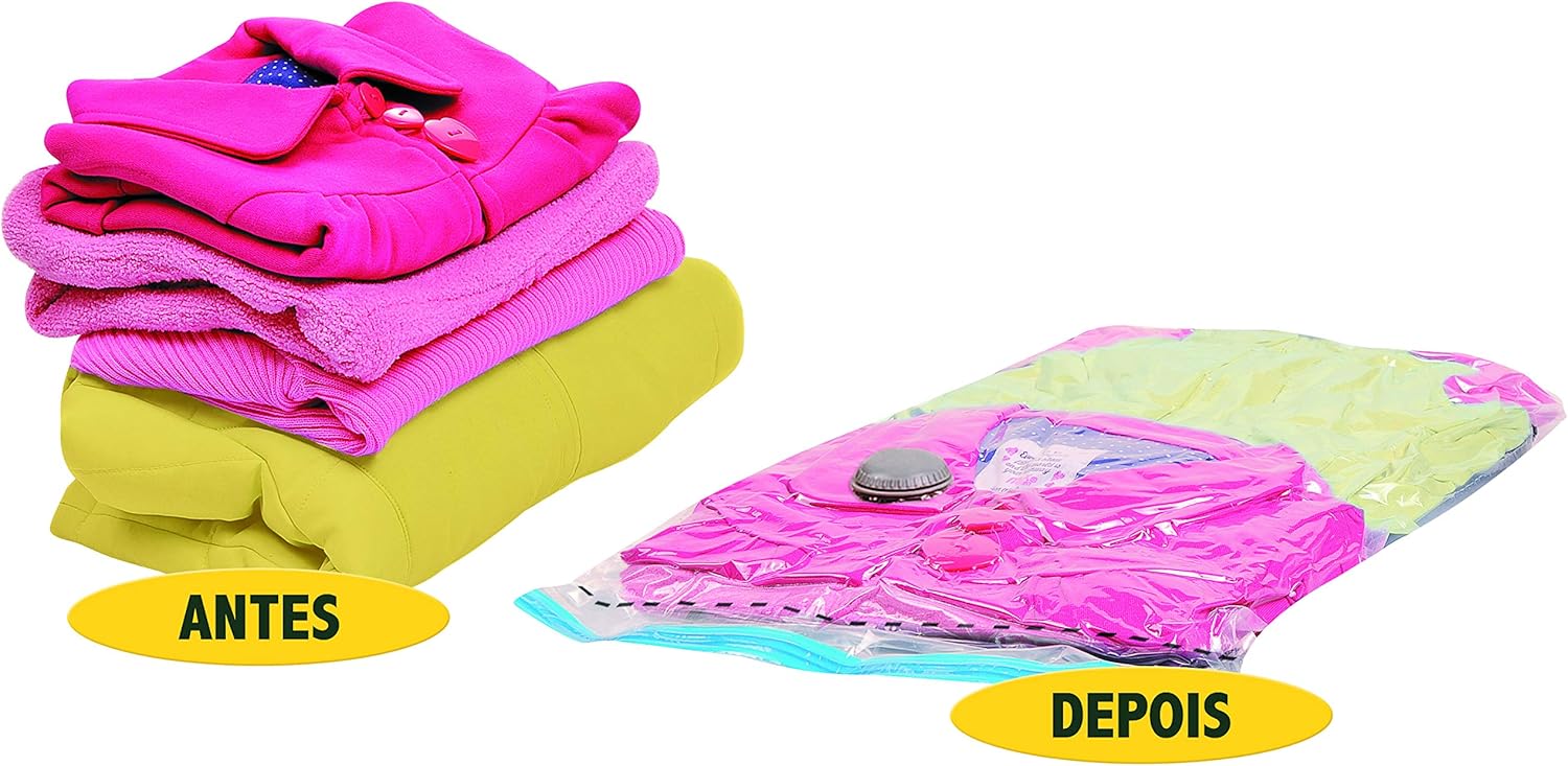 Ordene - Saco Plástico à Vácuo para Armazenamento, Tamanho Médio, Cor Transparente, Linha Vac Bag - Imagem 2