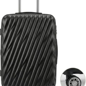Mala de Viagem Bordo 10kg Preta ANAC 55x35x25 cm, Rígida Leve, Rodas Duplas 360º, Alça Telescópica, Cadeado Embutido - Design Antirrisco e Forro Organizado - Premium Steel Hook