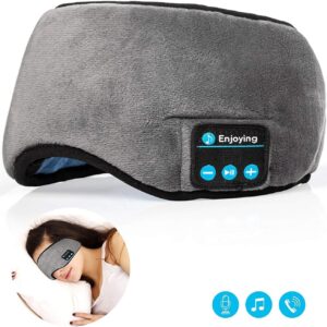 Fones de ouvido Lavince viagem dormir sem fio Bluetooth 5.0 máscara para os olhos música sem mãos sono, óculos de sombras embutidos, microfone lavável cinza - tkwser